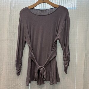 Ces Femme Charcoal Tie-Front Blouse